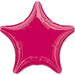 Bright pink five-pointed star-shaped mylar balloon with ribbed edges and a metallic finish.