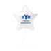 White star-shaped balloon with 'BYU You've mastered it!' text on a white background