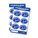 Sheet of blue and white stickers with a logo, labeled 'Caldwell High School'.