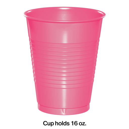 Candy Pink Premium Plastic 16oz Cups | 20ct