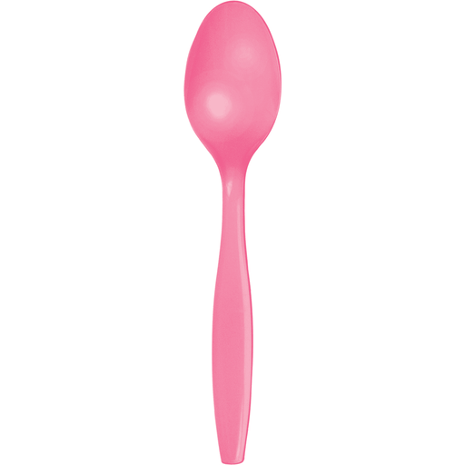 Candy Pink Premium Plastic Spoons | 24ct
