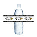 Capital Eagles water bottle labels featuring white eagle logos with gold accents and black text bands arranged in a repeating pattern around a plastic water bottle.