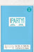 Bright Caribbean blue plastic tablecloth package measuring 54 inches by 108 inches, with white product label and sizing information displayed on front.