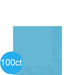 Powder blue beverage napkins package displaying "100ct" in a blue circle on the lower left corner.