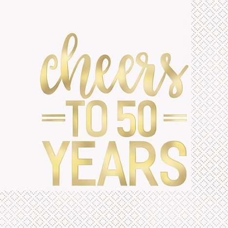 Cheers To 50 Years Foil Lunch Napkins | 16ct