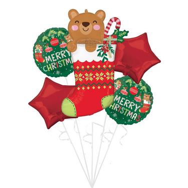 Christmas Beary Christmas Balloon Bouquet | 5 pcs - Zurchers