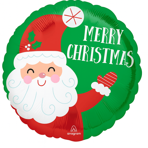 Christmas Smiley Santa Mylar Balloon 18" | 1ct