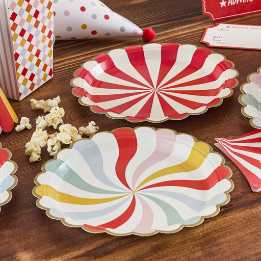 Circus Party Swirl Paper Plates | 8ct