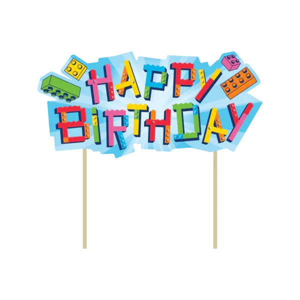 Block Bash Happy Birthday Cake Topper | 1 ct - Zurchers