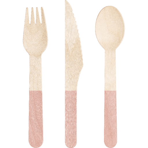Classic Pink Assorted Wood Cutlery 6.5" | 24 ct