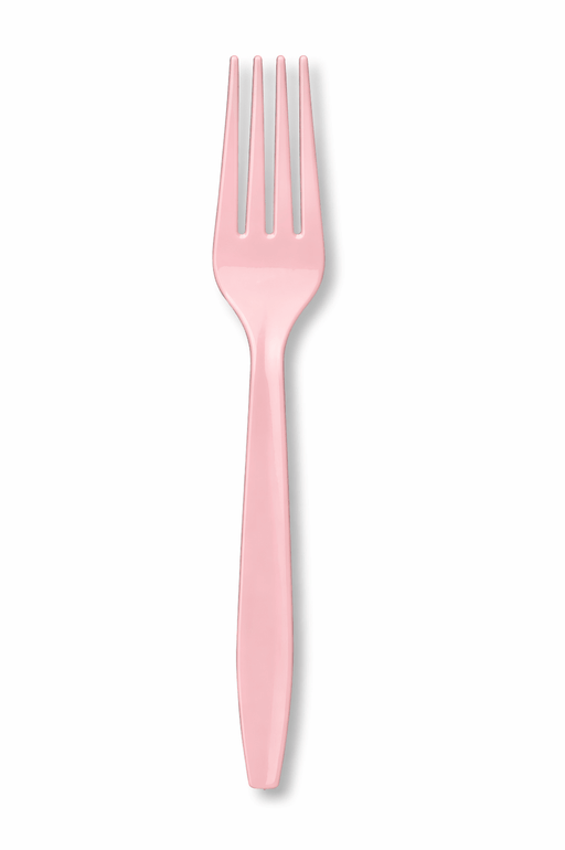 Classic Pink Plastic Forks | 24ct