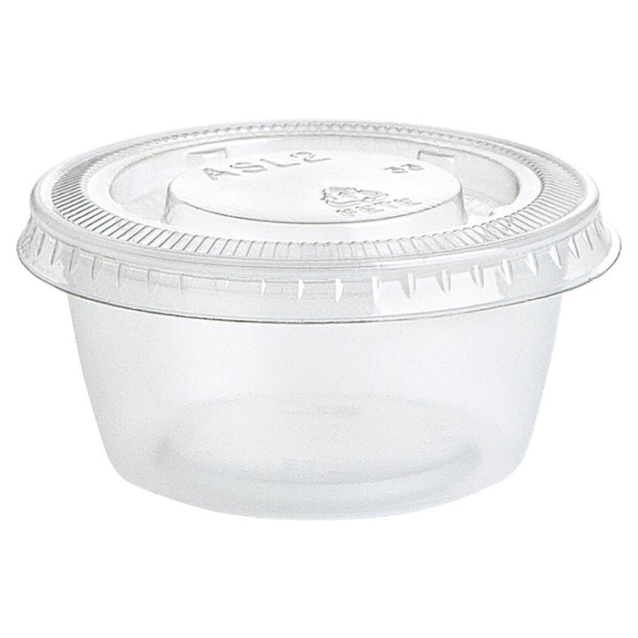 Clear plastic disposable cup with matching hinged lid featuring ribbed edges and small vent holes on top.