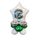 White and silver foil balloon quad featuring a green and white eagle logo at the top, with two silver round balloons and one green round balloon at the base.