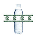 Plastic water bottle wrapped with green and white Clearfield Falcons logo band labels featuring repeated falcon emblems and text around the middle section.