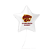White star-shaped balloon with a logo and 'Congrats Name!' text on a white background