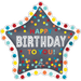 Satin Super shape Confetti Burst Birthday Star | 1ct - Party Supplies