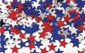 Scattered metallic stars in red, white, blue, and silver confetti mix for patriotic celebrations.