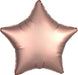 Rose copper satin five-pointed star-shaped foil balloon with a lustrous finish and subtle reflective sheen.