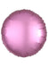 Round satin balloon in flamingo pink with a metallic sheen and gathered edges, measuring 18 inches in diameter.