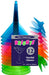 Party Essentials Brights package containing 12 neon plastic martini glasses in blue, pink, orange, and green with a colorful cone-shaped display tower.