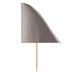 Gray shark fin-shaped plant stake with a wooden stem for garden use.