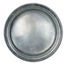 Silver-gray pewter paper plates with a beaded rim border, shown as a single plate from above.