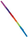 Colorful rainbow piñata bat with segments of purple, blue, red, orange, yellow, green, and blue, featuring a rounded handle at the top.