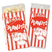 Two red and white striped peanut bags with elephant cartoon mascots and "fresh peanuts" text, one filled with peanuts and one empty.