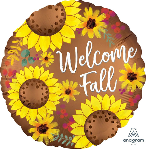Welcome Fall Sunflower Satin Mylar  | 1 ct