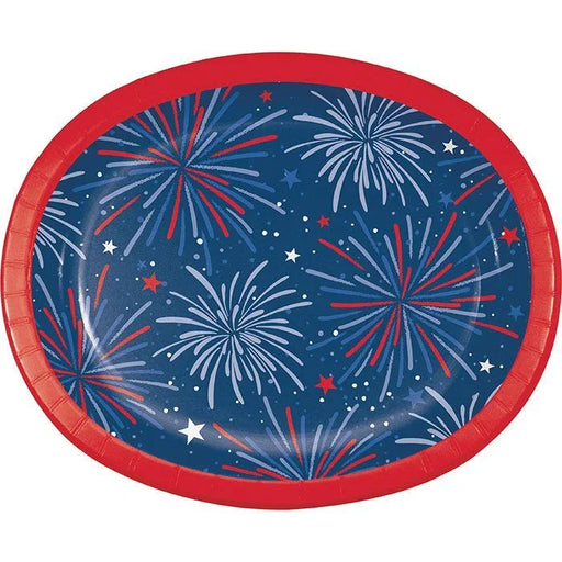 Fun Fireworks Oval Paper Platters 8pk | 1ct
