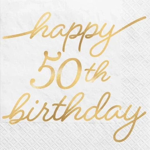 Golden Age 50th Birthday Beverage Napkins 16pk | 1ct