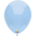 Light blue latex balloon with a colorful logo near the base, displayed against a white background.