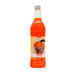 Bright orange bottle of Sno-Kone orange flavoring syrup with a white cap, featuring an orange fruit illustration and gold medal logo on the tan and orange label.