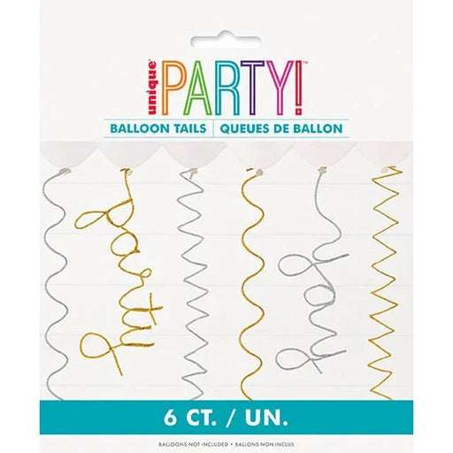 Silver & Gold Pipe Cleaner Balloon Tails 6pk  | 1ct