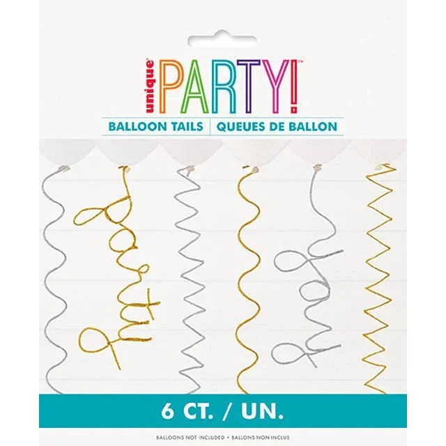 Silver & Gold Pipe Cleaner Balloon Tails 6pk | 1ct - Zurchers