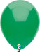Green latex balloon with a glossy finish and rainbow-colored tie at the bottom.