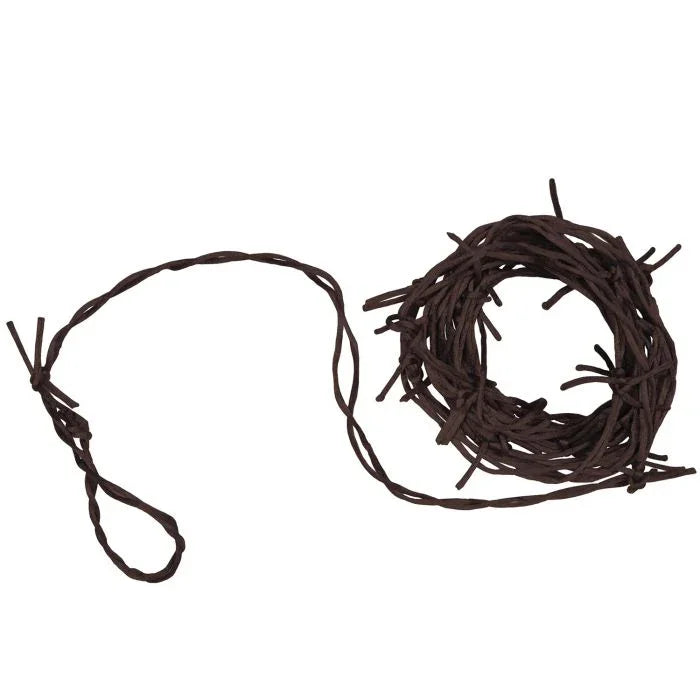 Two dark brown twisted rope garlands with protruding spikes, one smooth and one heavily textured, arranged on a white background.