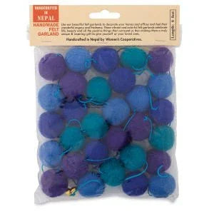 Green Pale Blue Pompom Garland 6ft | 1ct