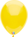 Bright yellow latex balloon with a colorful logo at the base, shown inflated against a white background.