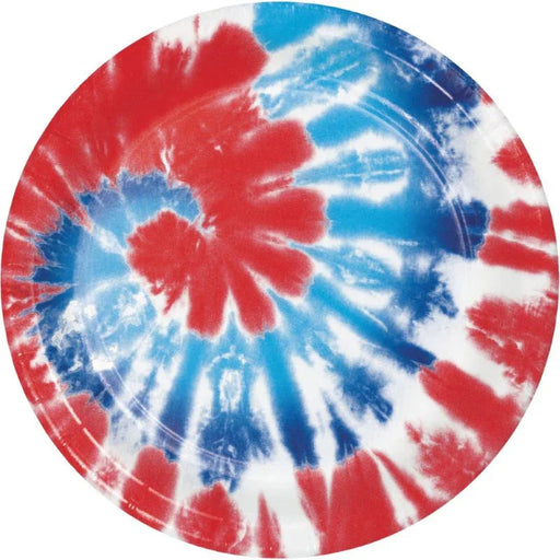 Patriotic Tie Dye 10" Round Paper Plates 8pk | 1ct