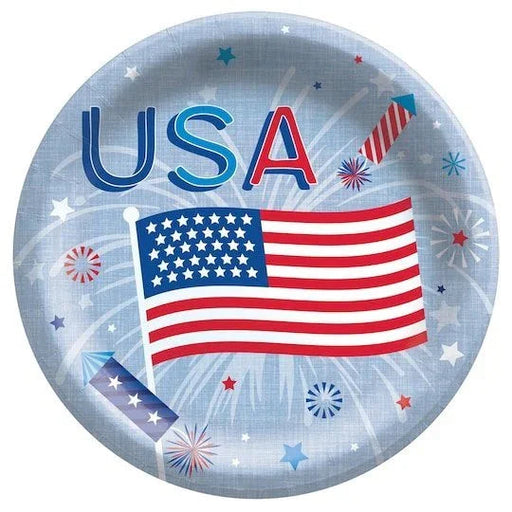 Patriotic Celebration 7" Round Paper Plates 20pk | 1ct