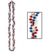 Long strand of red, silver, and blue beads braided together in a patriotic pattern, displayed fully extended on the left with a close-up detail view on the right.