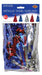 Metallic tassel garland measuring 8 feet long in red, blue, and silver colors displayed in clear packaging with product label on top.