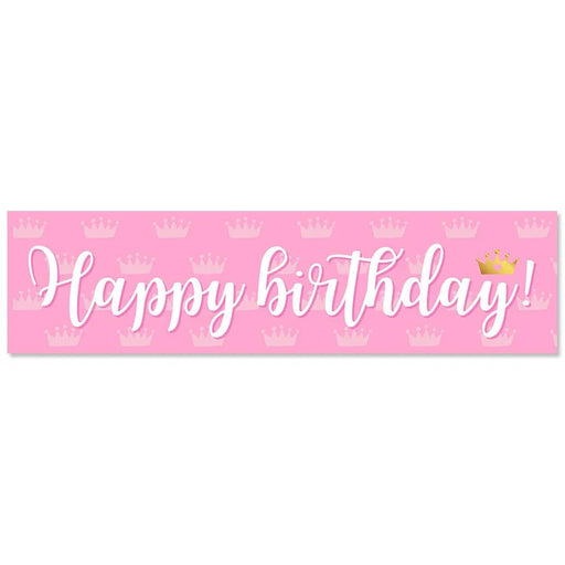 Princess Pink Crown Birthday To-Go Banner 50" x 13" | 1ct