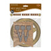 Wild Wild West Streamer decoration featuring a large letter W on wood-textured background with gold star accents and banner pennants, 10 feet long.