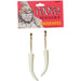 Pair of cream-colored faux tooth earrings with gold chain attachments, displayed with red "Tooth Jewelry Earrings" packaging featuring a cartoon caveman illustration.