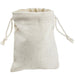 Natural canvas drawstring bag with a cream-colored woven cotton exterior, featuring matching rope handles and a gathered top closure.
