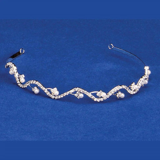 Rhinestone & Pearl Silver Tiara Headband | 1 ct