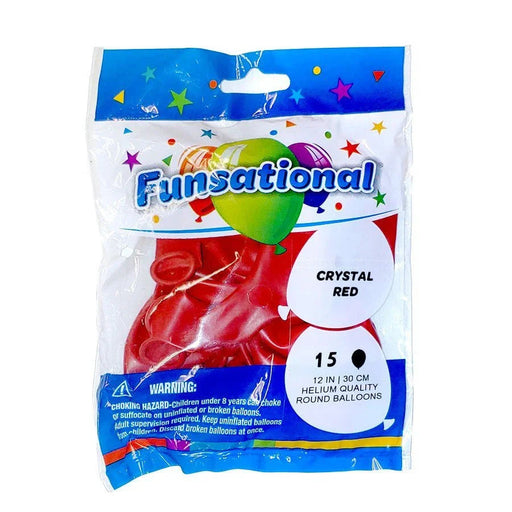 Funsational Latex Balloons Crystal Red 12" | 15 ct