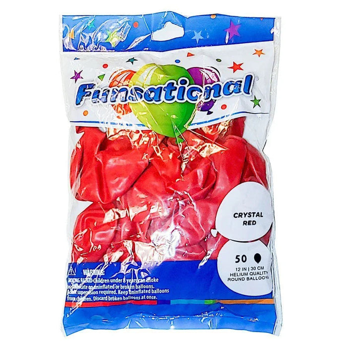 Crystal Red Funsational Latex Balloons 12" | 50ct - Zurchers